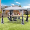  Tuinpaviljoen Partytent Partytent Met 4 X Zijwanden Weerbestendig Metaal + Polyester Lichtgrijs 2,94 X 2,94 X 2,65 M 10