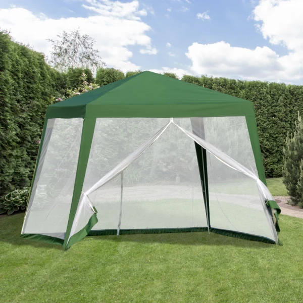  Tuinpaviljoen Partytent Partytent Weerbestendig Met Klamboe Metaal + Polyester Groen 3 X 3 M 2