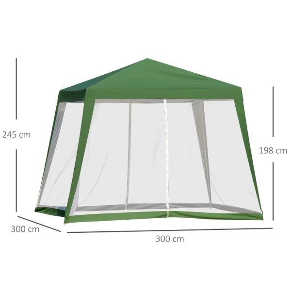  Tuinpaviljoen Partytent Partytent Weerbestendig Met Klamboe Metaal + Polyester Groen 3 X 3 M 3