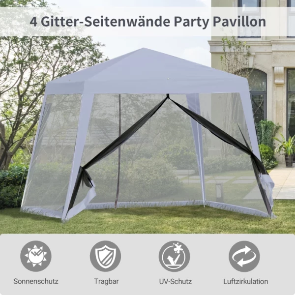  Tuinpaviljoen Partytent Partytent Weerbestendige Tent Met Klamboe Metaal + Polyester Grijs 3 X 3 M 3