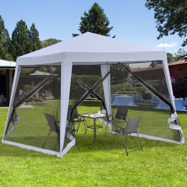  Tuinpaviljoen Partytent Partytent Weerbestendige Tent Met Klamboe Metaal + Polyester Grijs 3 X 3 M 9