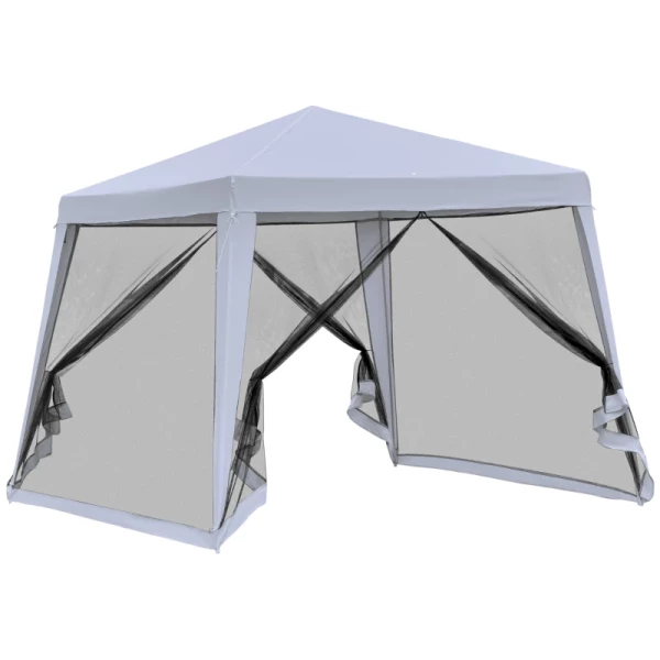  Tuinpaviljoen Partytent Partytent Weerbestendige Tent Met Klamboe Metaal + Polyester Grijs 3 X 3 M 10