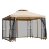  Tuinpaviljoen Partytent Weerbestendige Tent Met 4 Planken Metaal + Polyester Beige 2,98 X 2,98 M 11