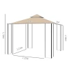  Tuinpaviljoen Partytent Weerbestendige Tent Met 4 Planken Metaal + Polyester Beige 2,98 X 2,98 M 3