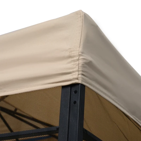  Tuinpaviljoen Partytent Weerbestendige Tent Met 4 Planken Metaal + Polyester Beige 2,98 X 2,98 M 8