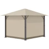  Tuinpaviljoen Paviljoen 3 X 3 M Tuintent Dak Met Ventilatiegaten Feesttent Partytent Met 4 X Zijwanden Weerbestendig Aluminium Polyester Khaki 11