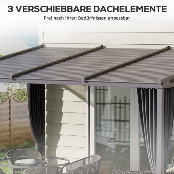  Tuinpaviljoen Pergola Met Schuifdakgordijnen Aluminium Frame Donkergrijs 3,65 X 2,55 X 2,05m 4