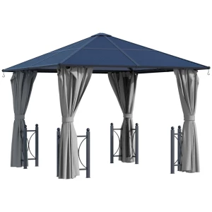  Tuinpaviljoen, Tuinpaviljoen, Partytent Met Zijpanelen, PC-dak, Aluminium, Zwart, 300 X 300 X 263 Cm 1