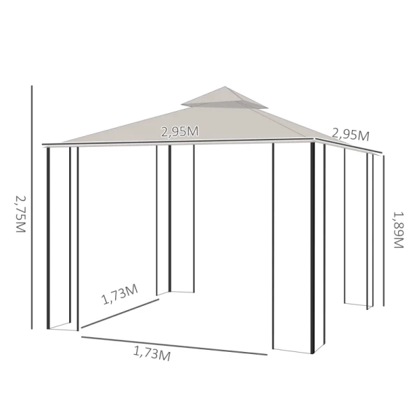  Tuinpaviljoen Tuinpaviljoen Partytent Tuintent Partytent Dubbel Dak 3x3m 3