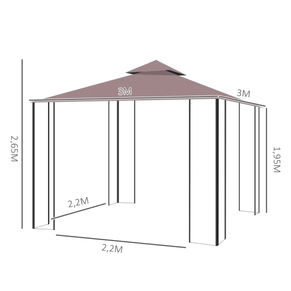  Tuinpaviljoen Tuinpaviljoen Partytent Tuintent Partytent Dubbel Dak 3x3m 3