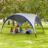  Tuinpaviljoen Tuintent Feesttent Partytent Zonnescherm Weerbestendig Metalen Paal + Polyester Creme Wit + Blauw 4 X 4 X 2,5 M 2