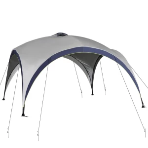  Tuinpaviljoen Tuintent Feesttent Partytent Zonnescherm Weerbestendig Metalen Paal + Polyester Creme Wit + Blauw 4 X 4 X 2,5 M 1