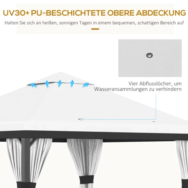  Tuinpaviljoen Verwijderbare Gordijnen Regenwaterafvoergaten Wit 3m X 3m X 2.7m 4