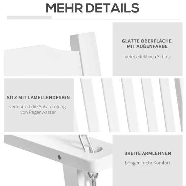  Tuinschommel Voor 2 Personen Schommelbank Hangbank Massief Hout Terras Terras Achtertuin Wit 117 X 69 X 60 Cm 4