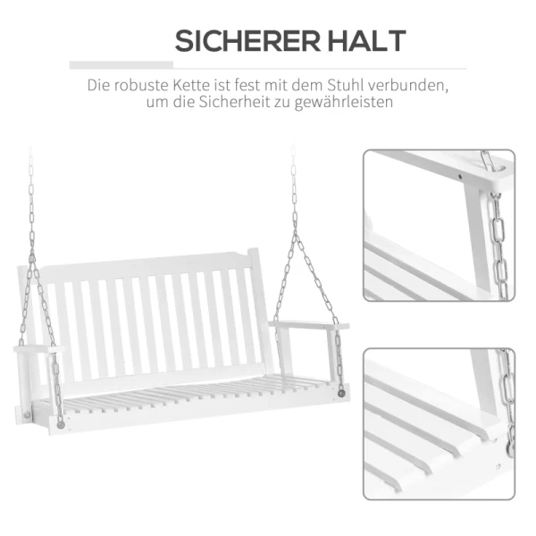  Tuinschommel Voor 2 Personen Schommelbank Hangbank Massief Hout Terras Terras Achtertuin Wit 117 X 69 X 60 Cm 5