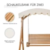  Tuinschommelset, 2-zits Tuinschommelset, Schommelbank Met Luifel, Larikshout, Roomwit, 170 X 135 X 170 Cm 4