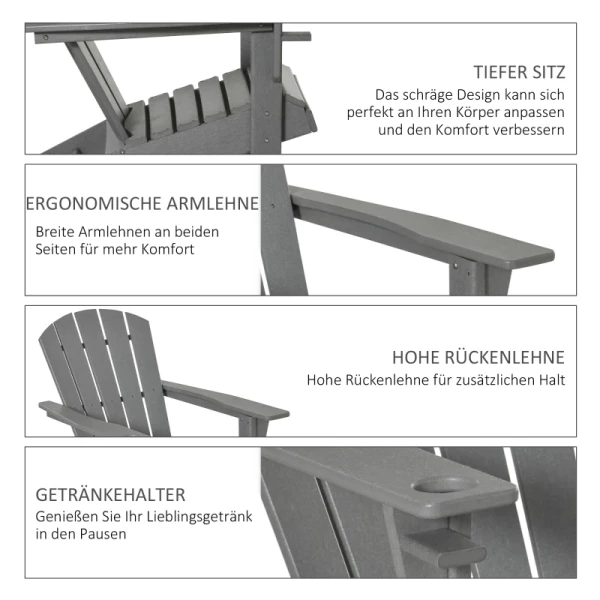  Tuinstoel, Ergonomisch Design, Weerbestendig, Kunststof, Grijs, 75 X 87 X 90 Cm 5