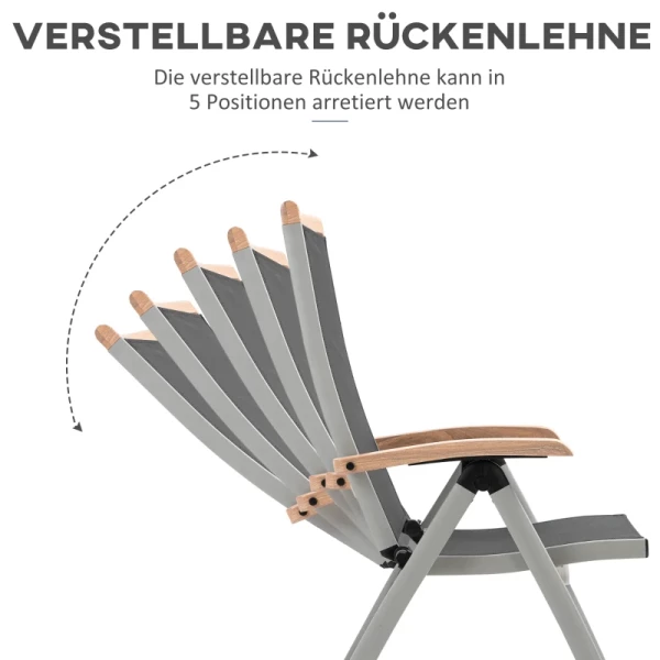  Tuinstoel Met Verstelbare Rugleuning, Alu+mesh, Zwart+zilver, 61 X 64 X 112 Cm 5