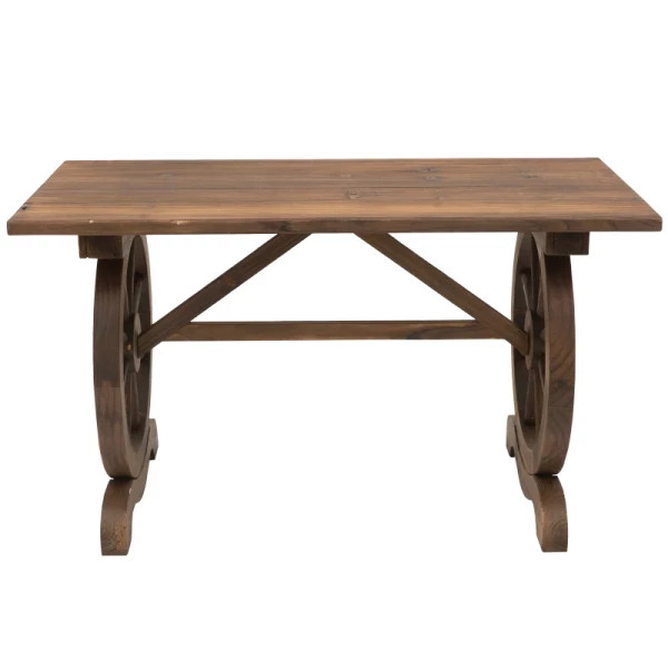  Tuintafel, Balkontafel, Houten Tafel, Wielvorm, Weerbestendig, Massief Hout, Naturel, 113 X B60 X H65 Cm 9