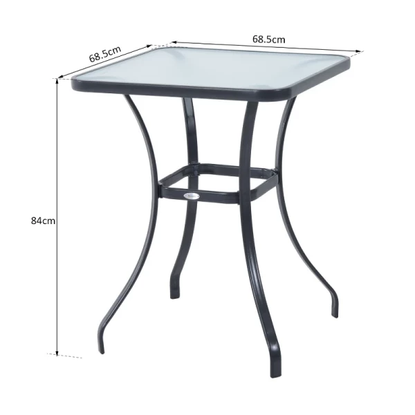  Tuintafel Bistrotafel Glazen Tafel Gehard Glas+metaal Zwart L68,5xB68,5xH84cm 3