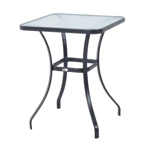  Tuintafel Bistrotafel Glazen Tafel Gehard Glas+metaal Zwart L68,5xB68,5xH84cm 1