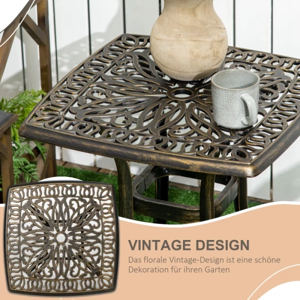  Tuintafel Decoratief Vintage Design Met Paraplugat Gegoten Aluminium Kleur: Brons 54 X 54 X 52,5 Cm 4