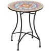  Tuintafel Mozaïek Tafel Rond Bistrotafel Bijzettafel Met Mozaïek Blad Keramiek Metaal Rood + Blauw + Wit Ø60 Cm 1