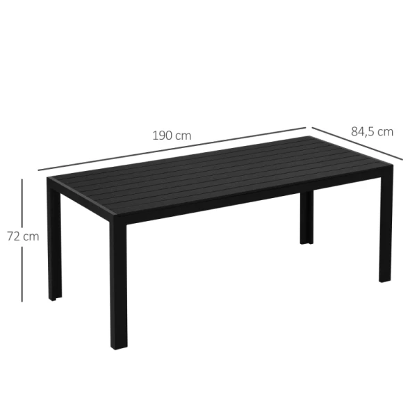  Tuintafel, Tuintafel, Terrastafel, Partytafel, Balkontafel Aluminium Polywood Zwart 190 X 84,5 X 72 Cm 3