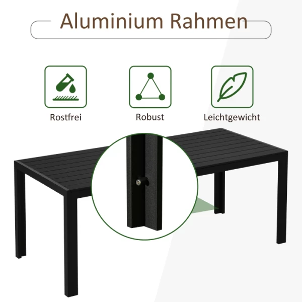  Tuintafel, Tuintafel, Terrastafel, Partytafel, Balkontafel Aluminium Polywood Zwart 190 X 84,5 X 72 Cm 4