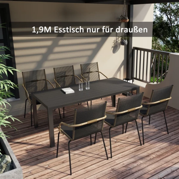  Tuintafel, Tuintafel, Terrastafel, Partytafel, Balkontafel Aluminium Polywood Zwart 190 X 84,5 X 72 Cm 9