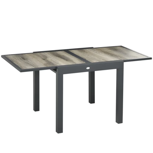 Tuintafel, Uitschuifbaar, Makkelijk Schoon Te Maken, Aluminium Frame, Houtlook, 160 X 80 X 75 Cm 1