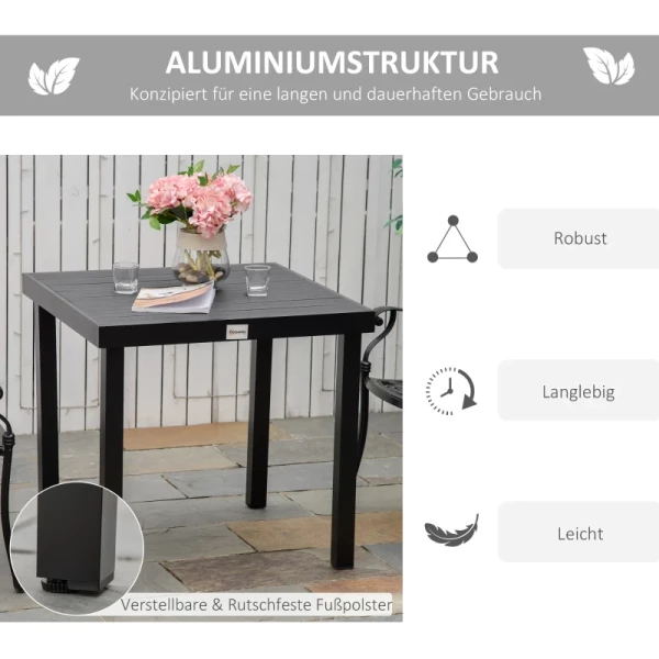  Tuintafel Voor 4 Personen, Eettafel, Aluminium Tafel, Tuinmeubelen, Loungemeubelen, Onderhoudsvriendelijk Kunststof, Zwart, 80 X 80 X 74 Cm 5