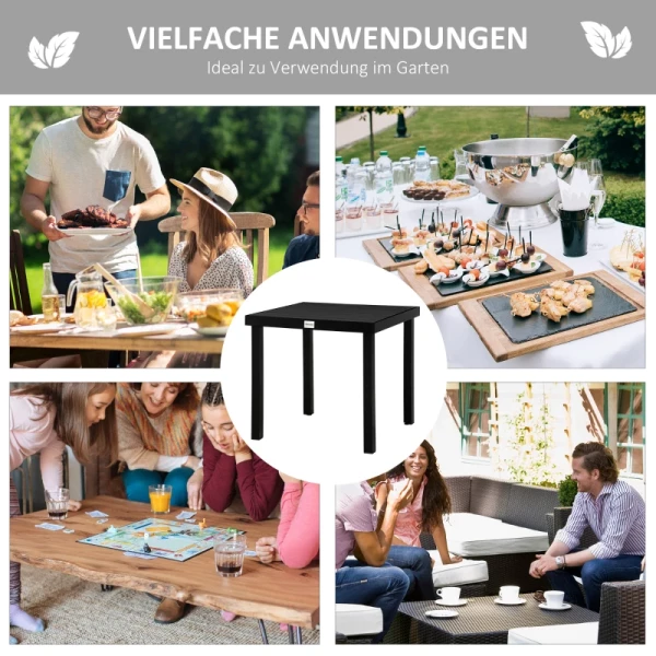  Tuintafel Voor 4 Personen, Eettafel, Aluminium Tafel, Tuinmeubelen, Loungemeubelen, Onderhoudsvriendelijk Kunststof, Zwart, 80 X 80 X 74 Cm 6