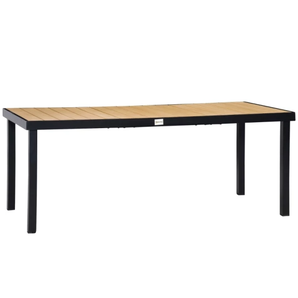 Tuintafel Voor 8 Personen, Eettafel, Aluminium Tafel, Tuinmeubelen, Loungemeubelen, Onderhoudsvriendelijk Kunststof, Naturel En Zwart, 190 X 90 X 74 Cm 1