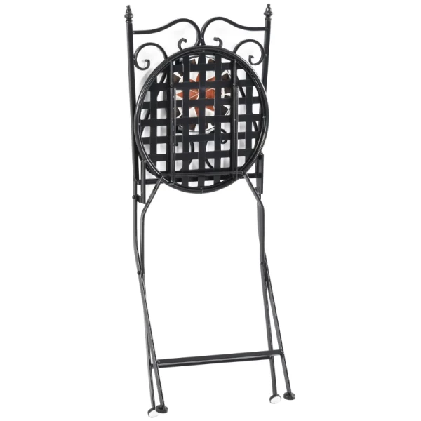 ® Tuinzitgroep 3-delige Mozaïektafel + 2 Opklapbare Metalen Stoelen 9