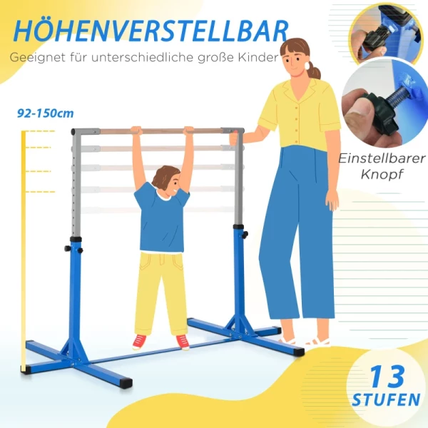  Turnrekstok 13 Standen In Hoogte Verstelbaar Tot 75 Kg Draagvermogen Spansysteem Trainingstoestellen Staal Beukenhout Blauw 4