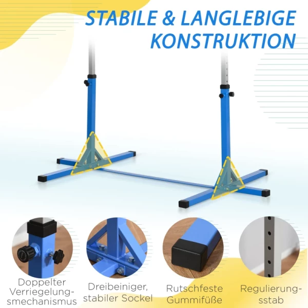  Turnrekstok 13 Standen In Hoogte Verstelbaar Tot 75 Kg Draagvermogen Spansysteem Trainingstoestellen Staal Beukenhout Blauw 6