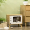  Tv-design Kattengrot Inclusief Speelgoed, Wasbaar Kussen, 50 Cm X 28 Cm X 43 Cm, Eiken + Beige + Wit 10