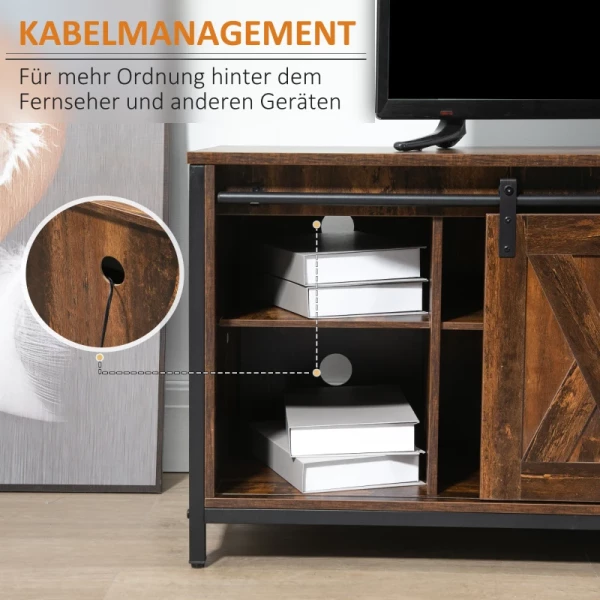  Tv-meubel Tv-meubel Met Schuifdeuren In Industrieel Design 120 X 40 X 54 Cm Bruin + Zwart 6