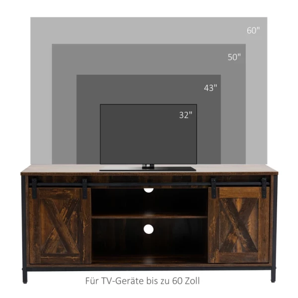  Tv-meubel Tv-meubel Met Schuifdeuren In Industrieel Design 120 X 40 X 54 Cm Bruin + Zwart 7
