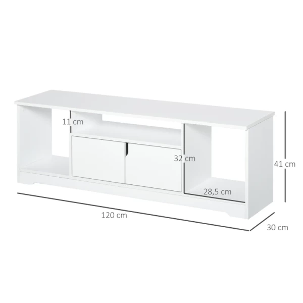  TV-meubel, Tv-meubel, Tv-dressoir, Modern Tv-meubel Met Kast En Open Planken, Spaanplaat, Wit, 120 X 30 X 41cm 3