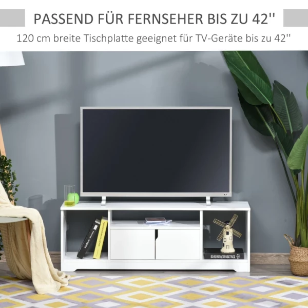  TV-meubel, Tv-meubel, Tv-dressoir, Modern Tv-meubel Met Kast En Open Planken, Spaanplaat, Wit, 120 X 30 X 41cm 5