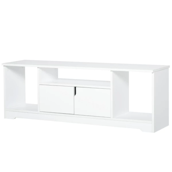 TV-meubel, Tv-meubel, Tv-dressoir, Modern Tv-meubel Met Kast En Open Planken, Spaanplaat, Wit, 120 X 30 X 41cm 1