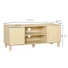  TV-tafel Lowboard TV-meubel TV-dressoir Met 2 Rotan Deuren En Open Planken MDF Naturel 115 X 40 X 48 Cm 3