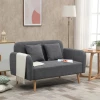  Tweezitsbank Bekleding Met Kussens Stof Loveseat Compact Design Moderne Tweezits In Hoogte Verstelbare Voetsteunen Fluweelachtig Polyester Rubber Houtschuim Grijs + Naturel 130 X 70 X 80 Cm 2