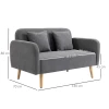  Tweezitsbank Bekleding Met Kussens Stof Loveseat Compact Design Moderne Tweezits In Hoogte Verstelbare Voetsteunen Fluweelachtig Polyester Rubber Houtschuim Grijs + Naturel 130 X 70 X 80 Cm 3