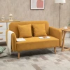  Tweezitsbank Bekleding Met Kussens Stof Loveseat Compact Design Moderne Tweezits In Hoogte Verstelbare Voetsteunen Fluweelachtig Polyester Rubber Houtschuim Natuur + Geel 130 X 70 X 80 Cm 2