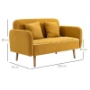  Tweezitsbank Bekleding Met Kussens Stof Loveseat Compact Design Moderne Tweezits In Hoogte Verstelbare Voetsteunen Fluweelachtig Polyester Rubber Houtschuim Natuur + Geel 130 X 70 X 80 Cm 3