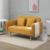  Tweezitsbank Bekleding Met Kussens Stof Loveseat Compact Design Moderne Tweezits In Hoogte Verstelbare Voetsteunen Fluweelachtig Polyester Rubber Houtschuim Natuur + Geel 130 X 70 X 80 Cm 10