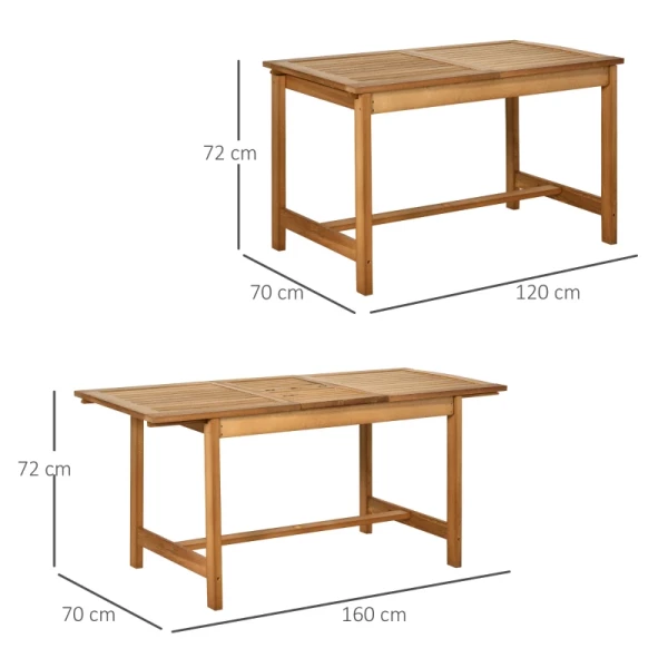  Uitschuifbare Tuintafel Eettafel Tuinmeubel Dennenhout Weerbestendig Bruin 160/120 X 70 X 72 Cm 3